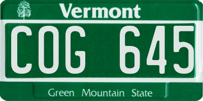 VT license plate COG645