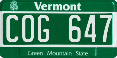 VT license plate COG647