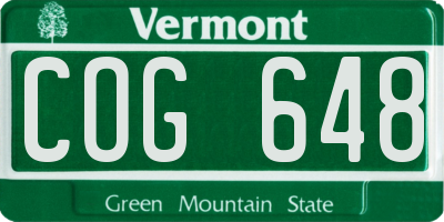 VT license plate COG648