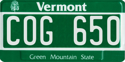 VT license plate COG650
