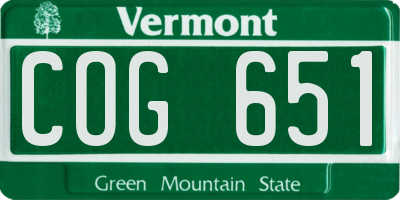 VT license plate COG651