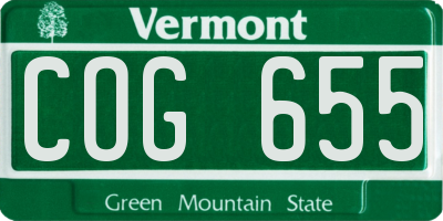 VT license plate COG655