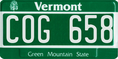 VT license plate COG658