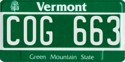 VT license plate COG663