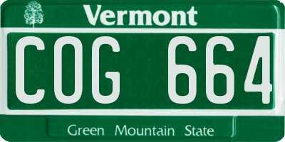 VT license plate COG664