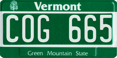 VT license plate COG665