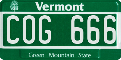 VT license plate COG666