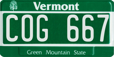 VT license plate COG667