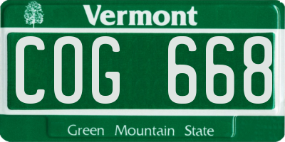 VT license plate COG668