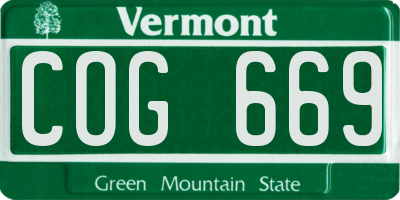 VT license plate COG669