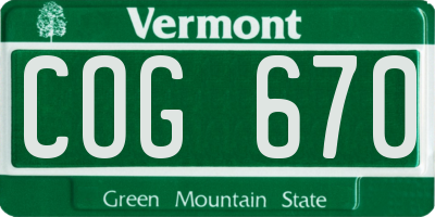 VT license plate COG670