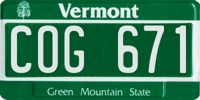 VT license plate COG671