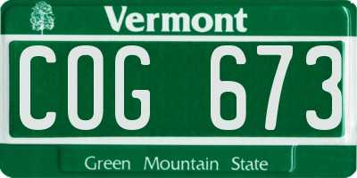 VT license plate COG673