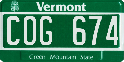 VT license plate COG674
