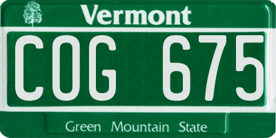VT license plate COG675