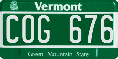 VT license plate COG676