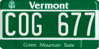 VT license plate COG677