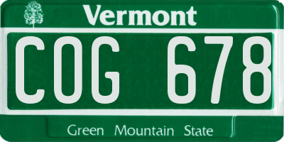 VT license plate COG678