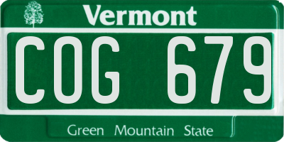 VT license plate COG679