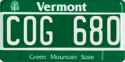 VT license plate COG680