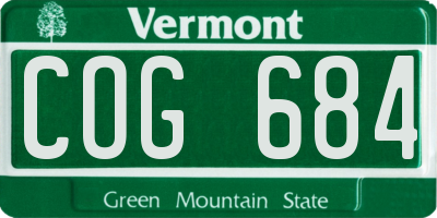 VT license plate COG684
