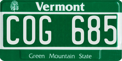 VT license plate COG685