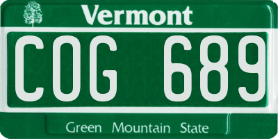 VT license plate COG689