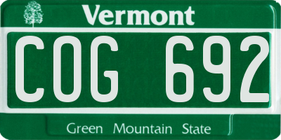 VT license plate COG692