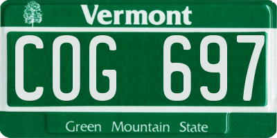 VT license plate COG697