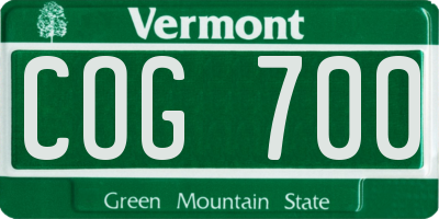 VT license plate COG700