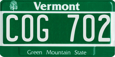 VT license plate COG702