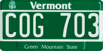 VT license plate COG703