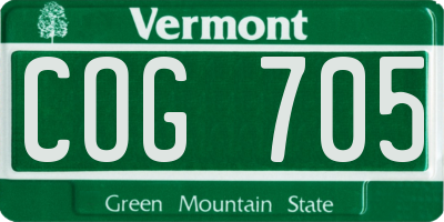 VT license plate COG705