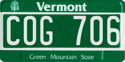 VT license plate COG706