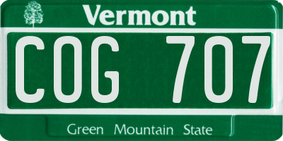 VT license plate COG707