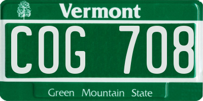 VT license plate COG708