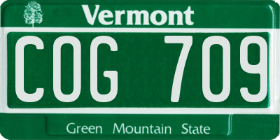 VT license plate COG709