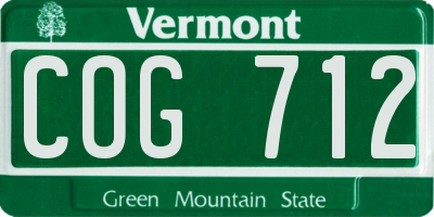 VT license plate COG712