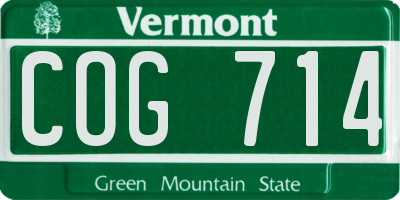 VT license plate COG714