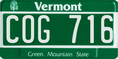 VT license plate COG716