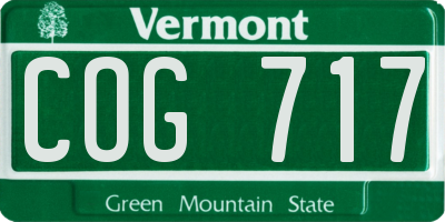 VT license plate COG717