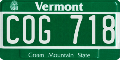VT license plate COG718