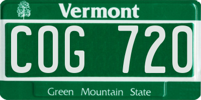 VT license plate COG720