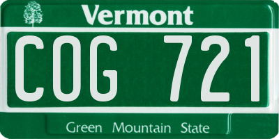 VT license plate COG721