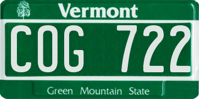 VT license plate COG722