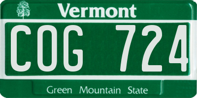 VT license plate COG724