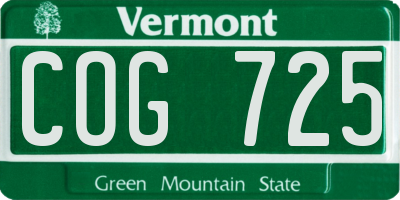 VT license plate COG725