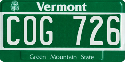 VT license plate COG726