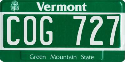 VT license plate COG727
