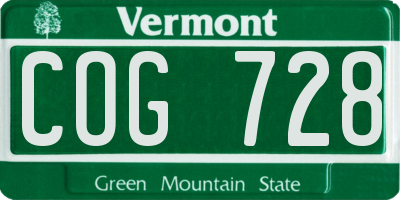 VT license plate COG728